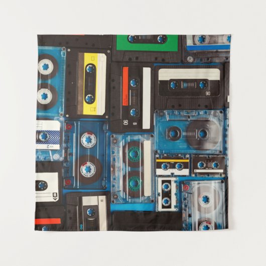 Tabbanden voor geluidscassettes met retro wandkleed (Voorkant (horizontaal))