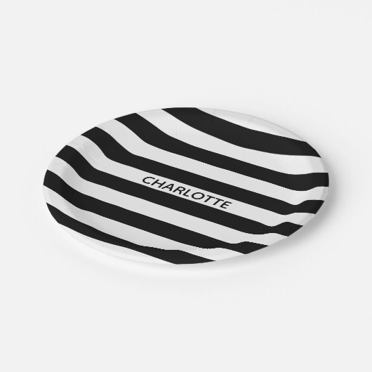 Tabblad Afbeelding zwart en wit strepen aangepaste Papieren Bordje (Gekanteld)