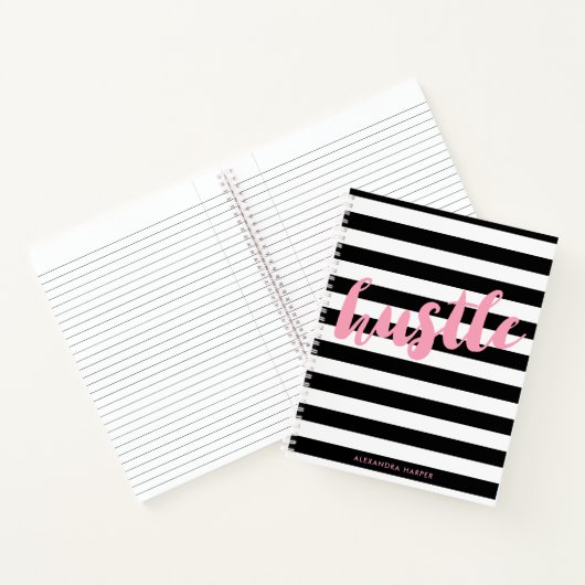 Tabblad Black Stripes - Roze mosterd - Naam Notitieboek (Binnen)