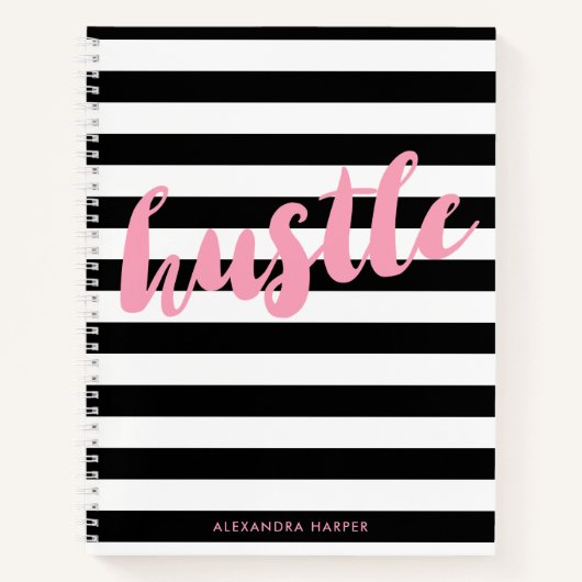 Tabblad Black Stripes - Roze mosterd - Naam Notitieboek (Voorkant)