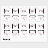 Tabblad Black & White Stripes Pink Engagement Part Vierkante Sticker (Vel)