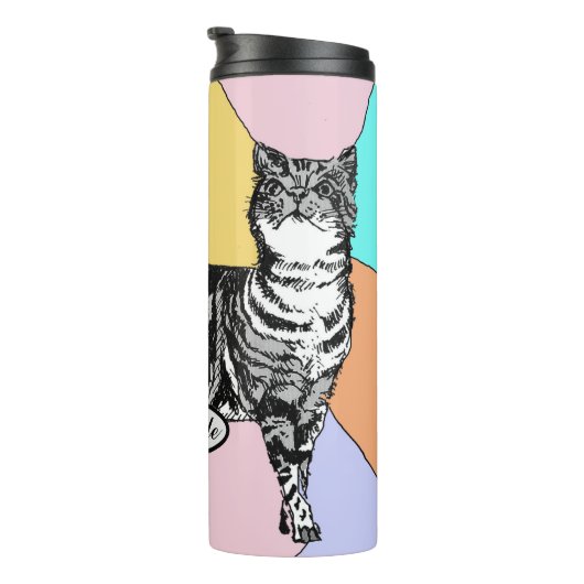 Tabblad Cat Cute Cats Pastel Waterverf Pet art. Thermosbeker (Geroteerd rechts)