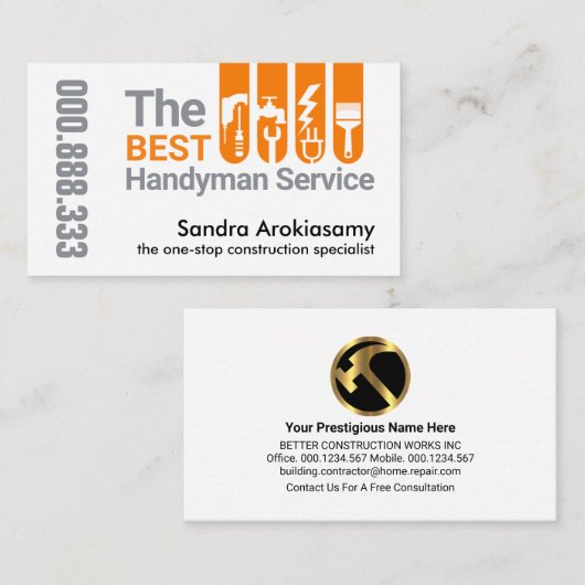 tabblad Creative Tools Handyman Services Visitekaartje (Voorkant / Achterkant)