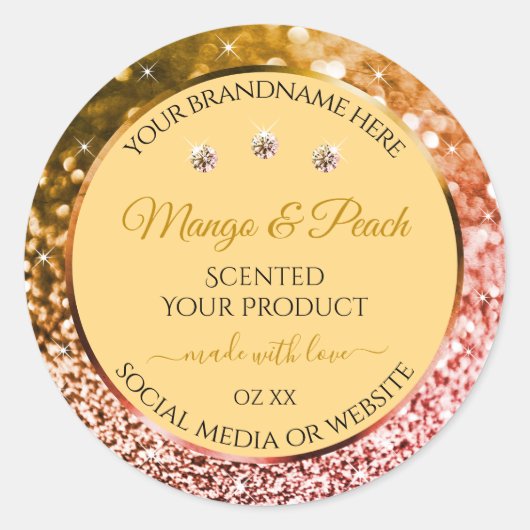 Tabblad Gold Glitter Product Labels Rhinestones (Voorkant)