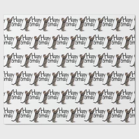 Tabblad Kat met Birthday-tekst Cadeaupapier (Vlak)