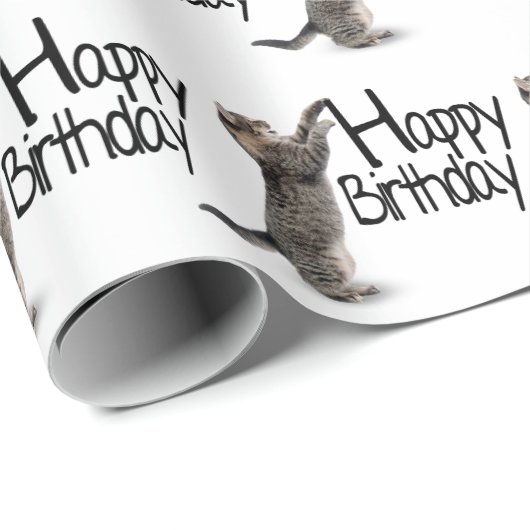 Tabblad Kat met Birthday-tekst Cadeaupapier (Rol Hoek)