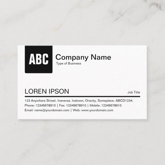 Tabblad Kleur - zwart Visitekaartje (Voorkant)