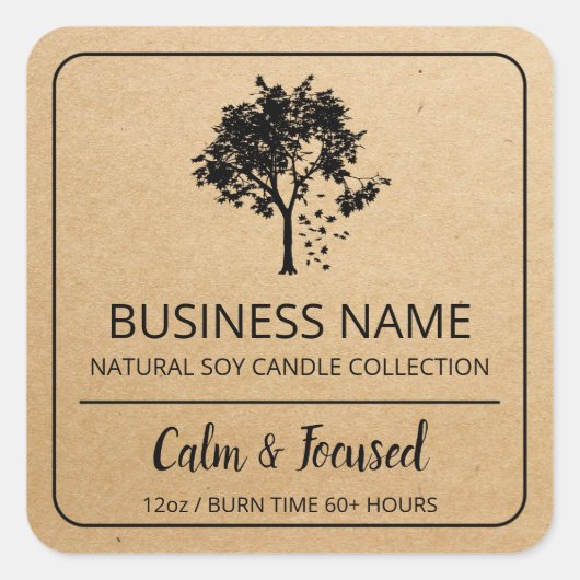 Tabblad Kraft Paper Soy Candle Product Labels