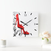 Tabblad Optisch rood op hoog niveau Kunstontwerp Vierkante Klok (Huis)