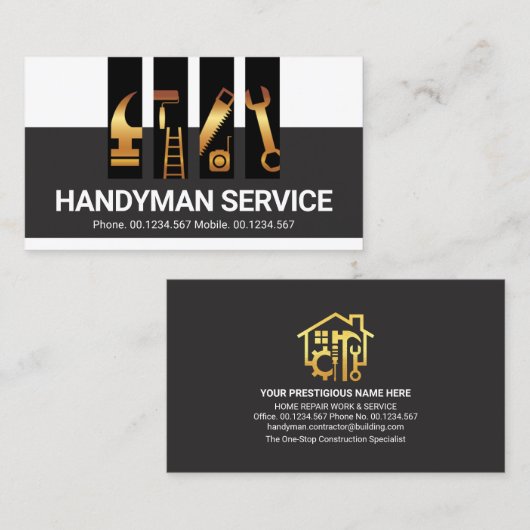 Tabblad Speciale Lagen Gold Handyman Tools Visitekaartje (Voorkant / Achterkant)