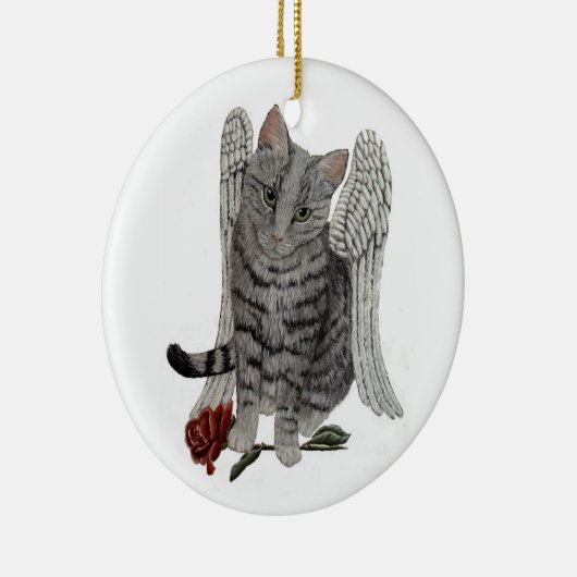 Tabby Angel Cat-versiering Keramisch Ornament (Rechts)