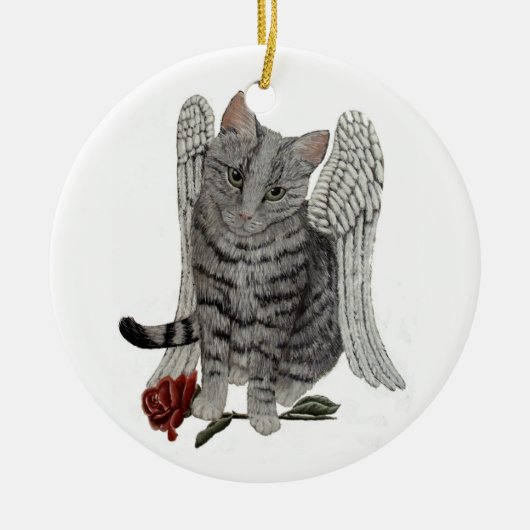 Tabby Angel Cat-versiering Keramisch Ornament (Voorkant)