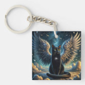 Tabby Angel Cat Zittend op een Cloud Sleutelhanger (Voorkant)