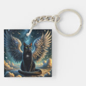 Tabby Angel Cat Zittend op een Cloud Sleutelhanger (Achterkant)