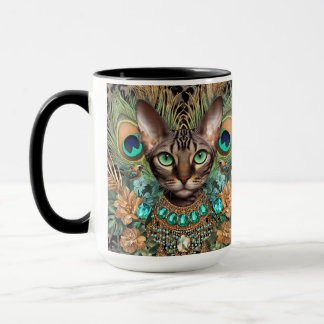 Tabby Bengalen Kat Bloemenkunst Mok