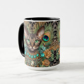 Tabby Bengalen Kat Bloemenkunst Mok (Voorkant links)