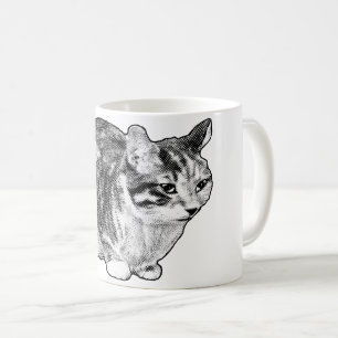 Tabby bij de haard met sneeuwkussenstippen koffiemok