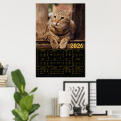 Tabby Cat 2026 Calendar Poster (Thuiskantoor)