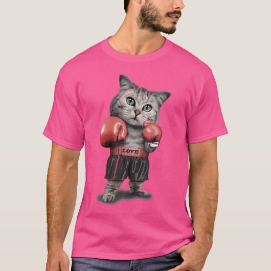 Tabby Cat als bokskampioen bokser T-shirt (Voorkant)