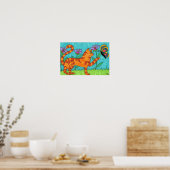 Tabby Cat and Butterfly Folk Art Poster (Keuken)