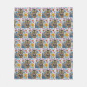 Tabby cat and flowers blanket fleece deken (Voorkant)