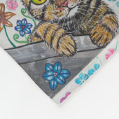 Tabby cat and flowers blanket  fleece deken (Hoek)