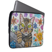 Tabby Cat and flowers Electronics Bag Laptop Sleeve (Voorkant Rechts)