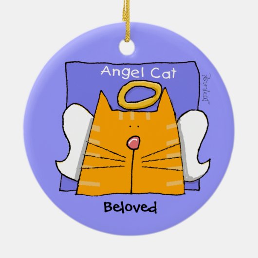 Tabby Cat Angel Keepomwille Keramisch Ornament (Achterkant)