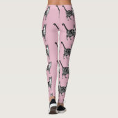 Tabby Cat Animal Black en Roze Leggings (Achterkant)