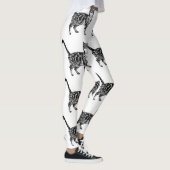 Tabby Cat Animal Black en White Leggings (Rechts)