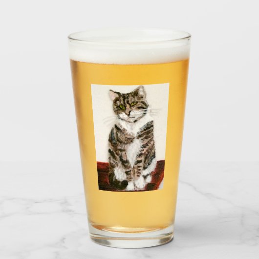 Tabby Cat Art Moggie Kat Glas (Voorkant gevuld)