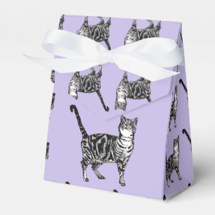 Tabby Cat Art Paarse Katten Verjaardagsfeestje Bedankdoosjes