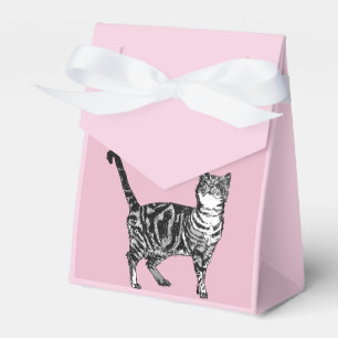 Tabby Cat Art roze Birthday Party Cake Favor Box Bedankdoosjes
