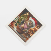 Tabby cat baking boozy christmas pudding  servet (Hoek)