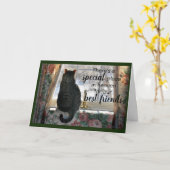 Tabby Cat bij Window Sympathy Card Kaart (Gele Bloem)
