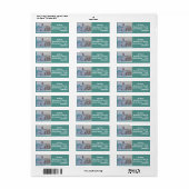 Tabby Cat Blauwgroen speelwol Return-adreslabels Etiket (Full Sheet)