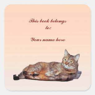 Tabby Cat Bookplate Vierkante Sticker