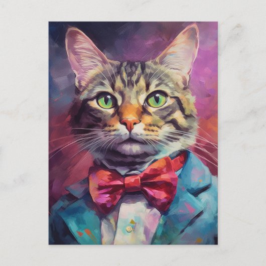 TABBY CAT BOW STROPDAS PAK KUNST BRIEFKAART (Voorkant)