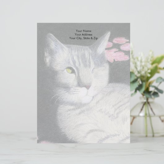 Tabby Cat Briefhoofd Ontwerp (Staand voorkant)