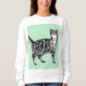 Tabby Cat cat art Long Hoeve Trui (Voorkant)