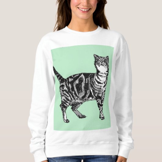Tabby Cat cat art Long Hoeve Trui (Voorkant)