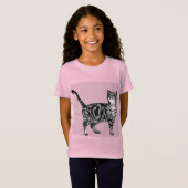 Tabby Cat cats Cute Whimsical Pink Girls T Shirt (Voorkant volledig)