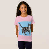 Tabby Cat cats Cute Whimsical Pink Girls T Shirt (Voorkant volledig)