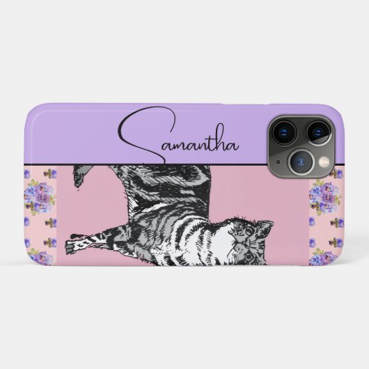 Tabby Cat Cats Feline Pink Lavender Girls Name Case-Mate iPhone Case (Achterkant (horizontaal))