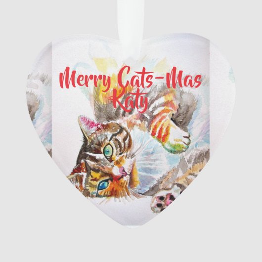 Tabby Cat Cats Merry Christmas Cats-Mus Girls Ornament (voorkant)