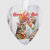 Tabby Cat Cats Merry Christmas Cats-Mus Girls Ornament (voorkant)
