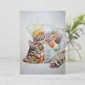 Tabby Cat Cats Painting Birthday Invitation Kaart (Staand voorkant)