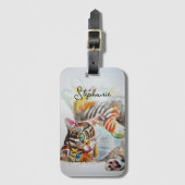 Tabby Cat cats pet art Watercolor Ladies Wallet Bagagelabel (Voorkant (verticaal))
