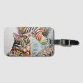 Tabby Cat cats pet art Waterverf Dames Wallet Bagagelabel (Voorkant (horizontaal))