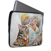 Tabby Cat cats pet art Waterverf Dames Wallet Laptop Sleeve (Voorkant Rechts)